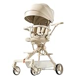 YINTMI Leichter Klappwagen Für Sitzende Oder Liegende Kinderwagen, Geeignet Von 0-6 Jahre Baby, Große Baby-Kinderwagen, Hohe Sichtbarkeit Vier-Rad-Wagen (Champagner Gold)