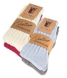 YESWEL 4 Paar Alpaka Wollsocken Herren Damen, Atmungsative Socken Extra Warm, Dicke Thermosocken Wintersocken (Mehrfarbig 04, 43-46
