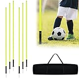 YRHome Slalomstangen Fussball Set 180cm Slalom Poles 6 Slalom Stangen mit Erdspieß Sprunghafte Agilität Stangen Fussball trainingszubehör für Koordinationstraining, Slalom, Fußball, Hundetrainingsset