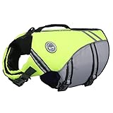 VIVAGLORY Sports Style Hundeschwimmweste, Rettungswesten Für Hunde Bootfahren, Auftrieb & Schwimmhilfe, Schwimmweste, M, Neon-Gelb
