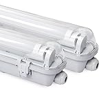 Gimisgu 2er Pack LED Feuchtraumleuchte 150cm, 24w Wannenleuchte, 2040lm Kaltweiß 6000k T8 LED Röhre, IP65 Wasserfest Feuchtraumlampe Nassraumleuchte Werkstattlampe für Garage, Keller, Büro