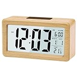 LEAZZLE Wecker Digital, Wecker Holz mit Sensore Moduls, Tischuhr mit Großer Anzeige, Datum, Teperatur Anzeige, Nachtlicht, Digital Uhr mit Snooze Moduls,für Schlafzimmer, Bett, Zuhause, Büro