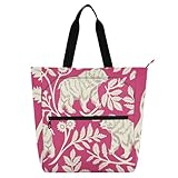 sanluoli Niedliche Tier-Eisbär-Tragetasche, weiß, pfirsichfarben, für Jungen, Mädchen, Frauen, Gothic, wasserabweisend, Handtasche, Einkaufstasche mit Reißverschluss, für Schule, Shopping, Strand