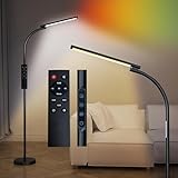 Lanmonlily LED Stehlampe Dimmbar 10W, stehlampe Wohnzimmer mit Fernbedienung, stehleuchte mit Berührungssteuerung, 360° Drehbare Stehlampe Schwarz, Stehlampen für Schlafzimmer, Büro