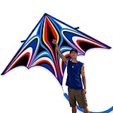 SGftre Drachen 2.8m x 1.5m, aus starkem reißfestem Material, stabil zu fliegen und einfach zu lagern, in leuchtenden Farben mit Drachenschnüren für den Freizeitgebrauch. (Groß, Blau, 1)