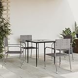 Festnight Rattan gartenmöbel Set 4 Personen Garten essgruppe 4 Personen Gartenmöbel Set 4 stühle mit Tisch Rattan sitzgruppe Gartengarnitur-Grau und Schwarz-5-tlg-mit 80 cm Tischlänge