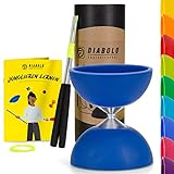 Diabolo Freizeitsport Jonglier-Set Basic mit Diabolo (blau), Handsticks aus Aluminium, Ersatzschnur (160cm) und Gedruckter Anleitung - ideal zum Verschenken für Kinder, Einsteiger & Anfänger