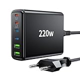 FINIBO USB C Ladegerät Mehrfach: 220W 6 Ports USB Schnellladegerät - PD USB C Netzteil + QC USB A Charger USB C für Smartphone, Samsung, iPad, Pixel und Anderen USB-Geräten Schwarz(4 USB-C + 2 USB-A)