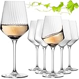 IMPERIAL Weißweingläser 460ml 'London' Set 6-Teilig geriffelte Weingläser aus Crystalline Glas Rieslingweingläser