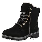 VAN HILL Warm Gefütterte Worker Boots Damen Outdoor Stiefeletten Robust 124552 Schwarz 40