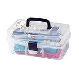 Prym 612725 Nähbox Transparent, 33 x 20 x 15 cm – Aufbewahrungsbox für Nähutensilien & Zubehör | Leicht, stapelbar, mit Griff, robuster Kunststoff