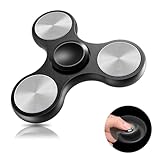 Coolden Fidget Spinner Metall Fidget Toys EDC Hand Spinner Hochwertig Angst Anti Stress Relief Focus Spielzeug Geschenk für Kinder Erwachsene Edelstahl Leiser Fingerkreisel für Büro Schule Schwarz