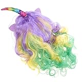 BESPORTBLE Farbige Perücke Lockig Wellige Perücke Mit Flechten Frauen Regenbogen Perücke Mädchen Cosplay Einhornperücke Bunte Lockenperücke Chemische Faser