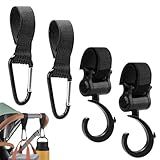 EORPAVU Kinderwagenhaken 4er-Pack Kinderwagenhaken, Taschenhaken, Kinderwagenhaken, Universalhaken, Befestigungshaken, Taschenhalter (schwarz)