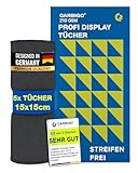 Carbigo® 210 GSM Profi Mikrofasertuch Display – Streifenfreie Reinigung von Display, Brillen, Bildschirmen – Fusselfreies & weiches Microfasertuch Display – Innovatives Poliertuch Display 15x15cm (5)