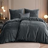 RUIKASI Flanell Bettwäsche 135 x 200 4teilig Grau - Warm Winter Bettwäsche Kuschel Plüsch Fleece Bettbezug Sets mit 2 Kissenbezüge 80x80cm