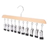 PEPLAYTAL Multifunktionaler Holz Kleiderbügel mit Clips Stabiler Socken BH aufhänger aus Edelstahl und PVC Großer Wäscheständer für Zuhause Windfester Wäschetrockner für Unterwäsche und