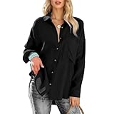 TANTOMI Bluse Damen Langarm,Damenblusen Elegant V-Ausschnitt Hemd Longbluse,Business Oberteile mit Knöpfen Tops Langarmshirt