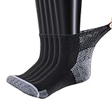 YUEDGE Schwarze Bambus-Diabetiker-Socken für Damen und Herren, Größe 43-47, schwarze gepolsterte Sohle, breites Viertel, nicht bindend, 5 Paar, Schwarz - 02, 9-12