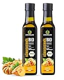 Kräuterland BIO Kürbiskernöl 500ml - 2x 250ml Original steirisches Kürbisöl aus gerösteten Kürbiskernen - 100% rein, kaltgepresst, vegan - Premium Qualität aus der Steiermark