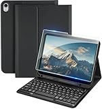 EasyAcc iPad 11 (A16) / 10 Generation Hülle mit Tastatur 11/10,9 Zoll 2025/2022 (A2696/ A2757/ A2777/ A3162/ A3354/ A3355/ A3356), Magnetisch Abnehmbarer mit Stifthalter Tastatur, Schwarz