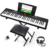 Alesis Melody 61 Keyboard Piano für Anfänger mit 61 Tasten Lautsprechern, Ständer, Bank, Kopfhörer, Tablet-/Notenablage, 300 Sounds & Lektionen