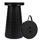 FIEMACH Tragbarer Klapphocker, Zweiten Generation Mini Teleskophocker Leichte Campinghocker für Outdoor Camping Angeln BBQ Drinnen Küche, Belastung 397 lb (Schwarz)