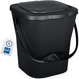 Biomülleimer 6L Komposteimer mit Deckel und Henkel Küche Biomüll Kompost Behälter (Anthrazit)