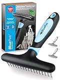 BluePet Fellentwirrer Entfilzer für Langhaar Hunde & Katzen I Hochwertiger Hundestriegel mit zwei Reihen Pins I Löst Knoten, Verfilzungen & Unterwolle I Unterwollrechen Glättet & Entwirrt langes Fell