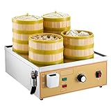 Dim Sum Dampfgarer, Vier-Loch-Dampfbrötchenmaschine mit Wassermangel-Alarm, 30-110 ℃ Temperaturanpassung, Edelstahl-Heizsystem