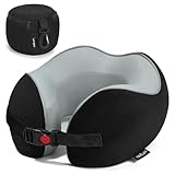 Tavaler Nackenkissen Flugzeug Reisekissen Memory Foam, Nackenhörnchen Erwachsene Reise, Nackenkissen Auto Einstellbar und Waschbar - Tragbare Travel Pillow Neck (Schwarz)