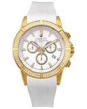 LOUIS XVI Majesté Iced Out 1136 - Ø 43 mm - Herren Uhr Gold - Wasserdicht - Mit Saphirglas - Armband Weiss - Zifferblatt Weiss - Schweizer Quarzwerk