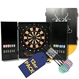 Best Sporting Dartscheibe elektronisch Glasgow I elektronische Dartscheibe mit LED-Anzeigen I E-Dartscheibe mit 12 Dartpfeilen & Ersatzspitzen I Dartboard Kabinett I Dart für 8 Spieler