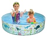 Kinderpools – 120 x 25 cm Pool für Kinder | Die Badewanne mit hartem Gesicht mit Tiermotiv und Spielzeug, Badewannenaktivitäten zum Spielen, Urlaub im Garten des Hofes T