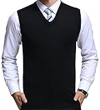 FULIER Herren Winter V-Ausschnitt Sleeveless Weste Classic Business Gentleman Strickwaren Strick Weste Pullover Strickjacken Tanktops (L, Schwarz)