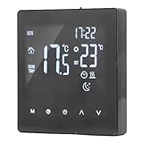 AC90-240V Digitaler Thermostat, LCD-Display, Programmierbarer Intelligenter Thermostat, Bodenwasser-Heizungskessel-Controller, Touchscreen, Schwarz (K2MRH3A)