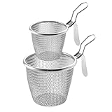 Set mit 2 Mehrzweck-Siebkörben aus 304 Edelstahl für heiße Töpfe, Knödel und Nudeln, einfache Reinigung