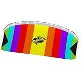 HQ Design Ecoline - Comet Rainbow Lenkmatte Lenkdrachen Zweileiner Flugdrachen für Erwachsene und Kinder ab 8 Jahren, inkl. Polyesterschnüre 2x25m auf Griffen, 3-6 Bft (1.2)