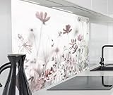 timalo Spritzschutz Wand für Herd, Küche Küchenrückwand Glasoptik | Acryl Glas 2mm | Glasrückwand Acrylglas Wandpaneele Rückwandschutz Platte | 60x40cm Wildblumen Blumenwiese
