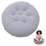 DASIAUTOEM Sitzkissen Rund, Stuhlkissen 40 x 40 cm, Rund Bodenkissen, Sitzkissen Stuhl Sitzpolster Abnehmbares bodenkissen für Stühle Hocker Wohnzimmer Garten Büro (Grau)