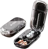Zikenis Tablettenteiler, Mehrfachpillen Pill Cutter, für Kleine und Große Tabletten,Tablettenschneider mit Aufbewahrungsfach, für Reise &Haustier, täglichen Gebrauch (Black)