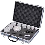 Makita D-47282 BiM-Lochsägen-Set 12-teilig im Alukoffer, Bi-Metall Lochsägen Ø 19-68 mm, Schnitttiefe 38 mm, für Holz, Metall Aluminium, Kunststoff