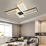 Moderne LED-Deckenleuchte 3000K-6500K dimmbare Deckenbeleuchtung Unterputzbeleuchtung mit Fernbedienung Quadratische Schlafzimmer Deckenlampe für Wohnzimmer Esszimmer Büro Flure (Schwarz, 75cm)