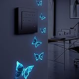 HGDESIGN® Wandtattoo Leuchtend Wandaufkleber leuchtsticker Blau Schmetterling Wohnzimmer Schlafzimmer Wanddeko (Variante A)