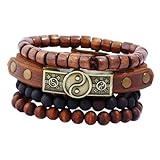Ipetboom 4 Stück Retro -armbandanzug Armreif Stapel Für Trendige Armbänder Mehrschichtiges Armband Armbänder Ästhetisch Damenarmbänder Holz