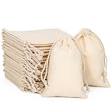 Baumwollsäckchen, Stoffsäckchen Baumwoll Säckchen 10x14cm 24 Stk, Leinensäckchen klein Stoffbeutel zum Befüllen, Jutesäckchen Geschenksäckchen für DIY Adventskalender Weihnachten (Natürliche, 10*14cm)