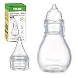haakaa Silikon Nasensauger Baby| Sicherer Baby Nasenreiniger| Easy-Squeeze Nose Bulb Syringe, Baby Nose unblocker, 0m+ Neugeborenes,Kleinkind（1 Ersatzkopf）-Transparent