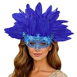 MNSWR Karneval Masken Elegante galvanisierte Halbmaske für geheimnisvolle Maskenbälle - masken für Damen Herren elegante Partyausstattung Feste Festivals stilvolles(Blau,Einheitsgröße)