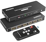 HDMI Switch Automatisch, 4K HDMI Splitter 5 in 1 Out Umschalter mit Fernbedienung, Verteiler 5 Port Selector Box Unterstützt 4K 3D HDR für TV Stick HDTV Xbox Series PS5