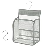 QIMMU Wäscheklammerbeutel,Klammerbeutel für wäscheklammern,Wäscheklammern korb,Mesh Shower Caddy,Wiederverwendbarer Wäscheklammerbeutel,Einfacher Aufhängehaken zur Aufbewahrung (Grau)